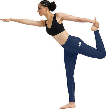 High Waist Yoga Pants with Pockets - 2 Pack Tummy Control Leggings for Women, Ideal for Workout and Running