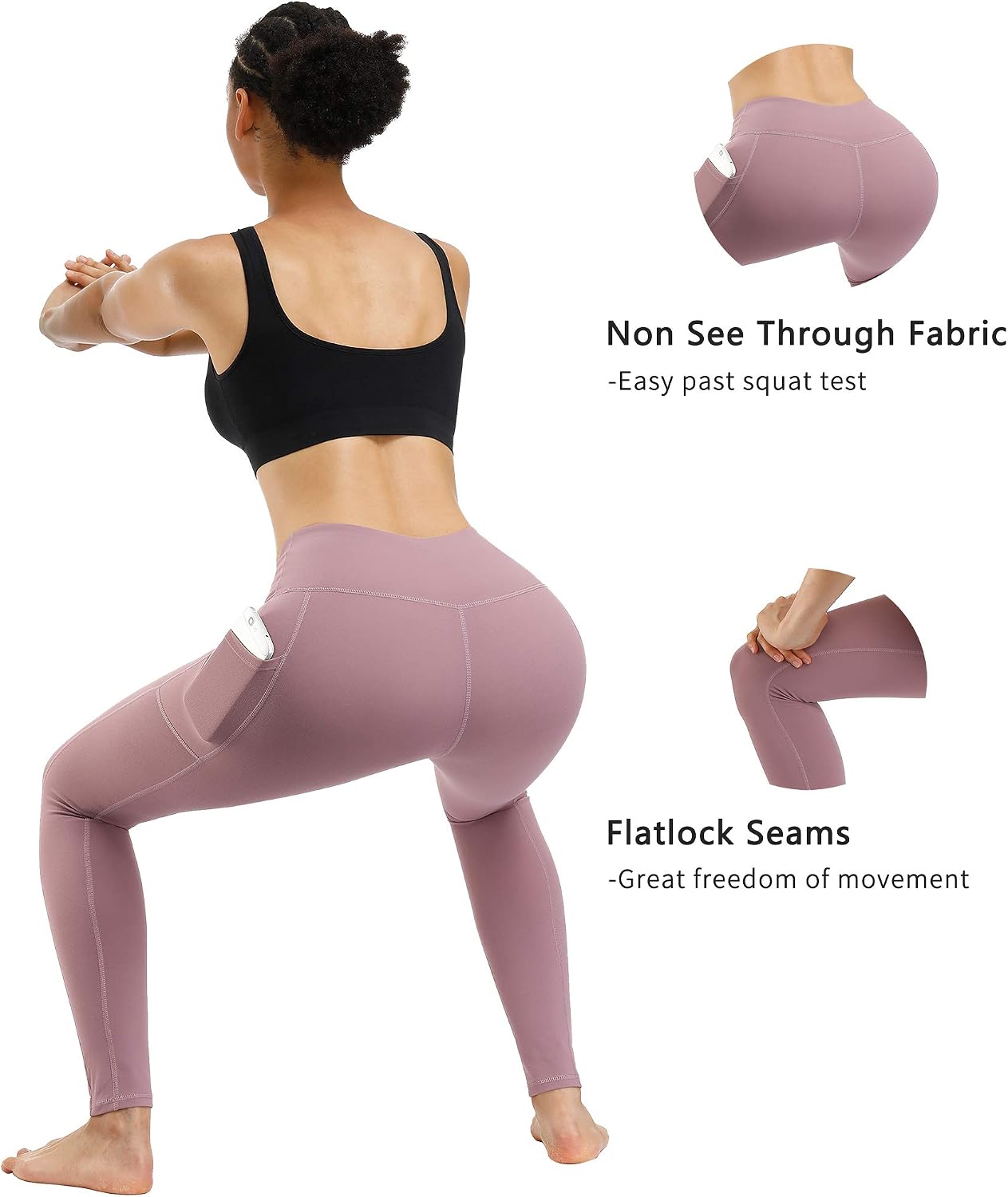 High Waist Yoga Pants with Pockets - 2 Pack Tummy Control Leggings for Women, Ideal for Workout and Running