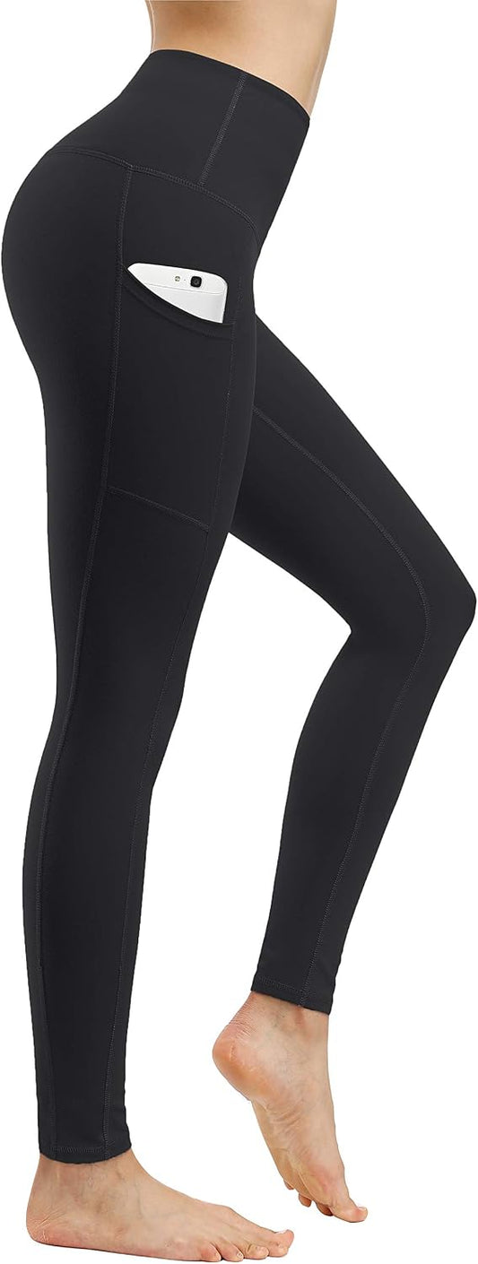 High Waist Yoga Pants with Pockets - 2 Pack Tummy Control Leggings for Women, Ideal for Workout and Running