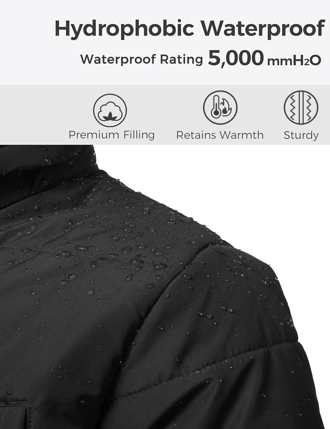 Men'S Puffer Jacket Waterproof Winter Coat